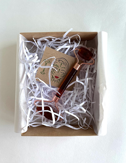 Роликовый массажер двусторонний из янтаря (имитация), массажёры, скребки