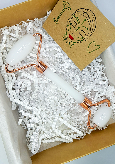 Роликовый массажер из белого агата (имитация), массажёры, скребки